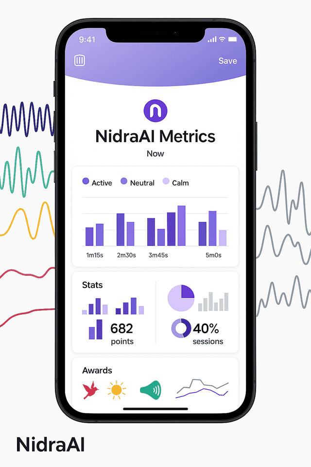 NidraMind app showing sleep data